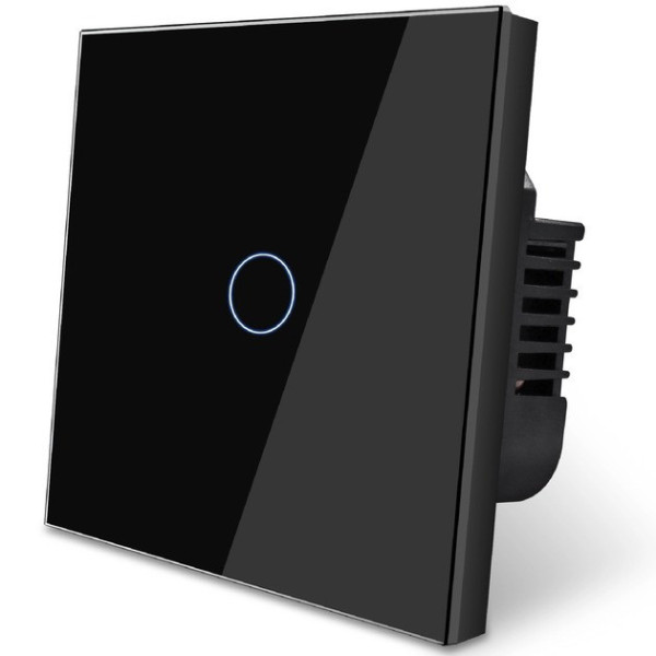 Розумний сенсорний вимикач світла 1 канал, без нейтралі, скло з LED-індикацією