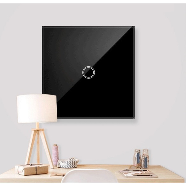 Розумний сенсорний вимикач світла 1 канал, без нейтралі, скло з LED-індикацією