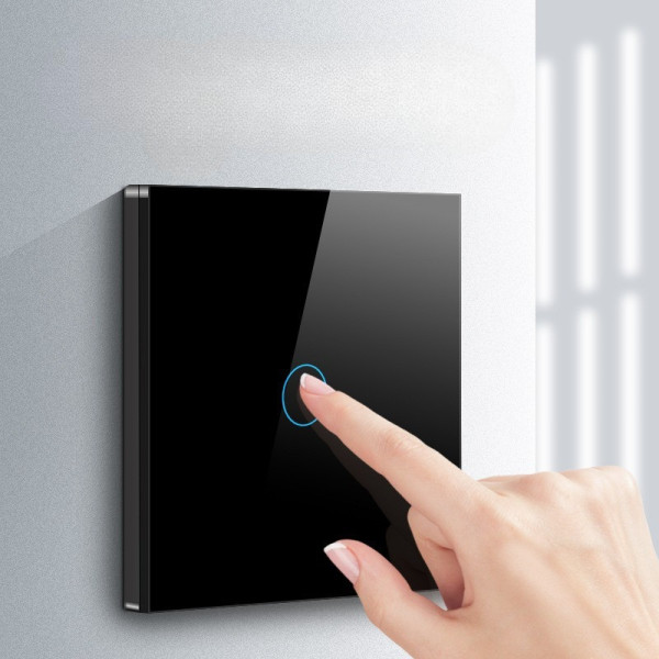 Розумний сенсорний вимикач світла 1 канал, без нейтралі, скло з LED-індикацією