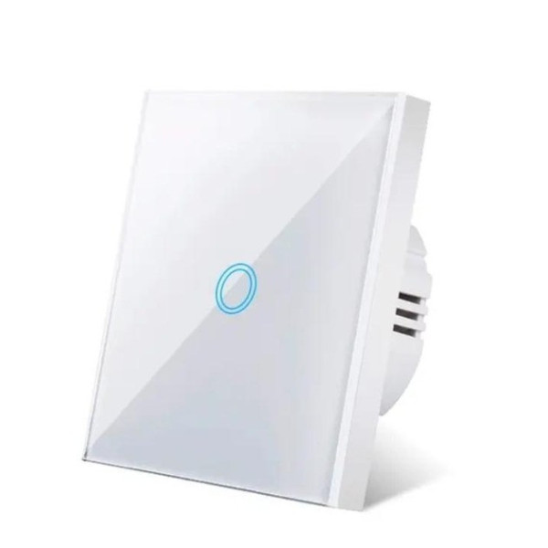 Розумний сенсорний вимикач світла 1 канал, без нейтралі, скло з LED-індикацією білий