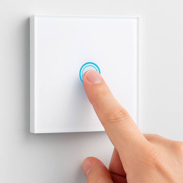 Розумний сенсорний вимикач світла 1 канал, без нейтралі, скло з LED-індикацією білий