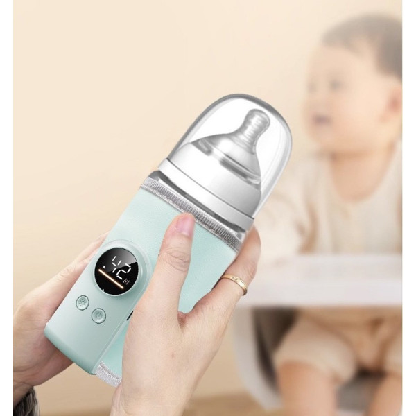 USB термос-підігрівач для дитячого харчування з LED-дисплеєм, контроль температури, блакитний