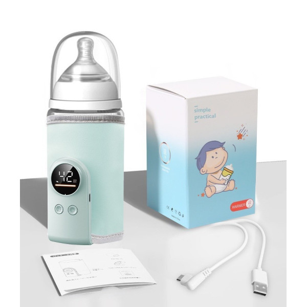 USB термос-підігрівач для дитячого харчування з LED-дисплеєм, контроль температури, блакитний