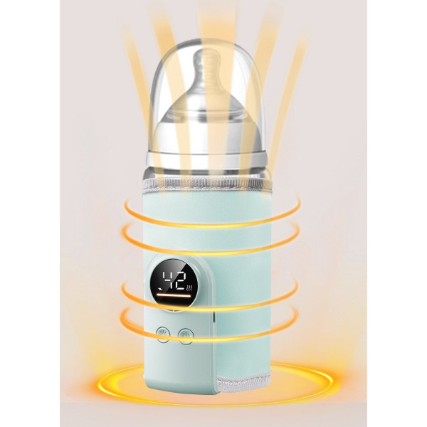 USB термос-підігрівач для дитячого харчування з LED-дисплеєм, контроль температури, блакитний