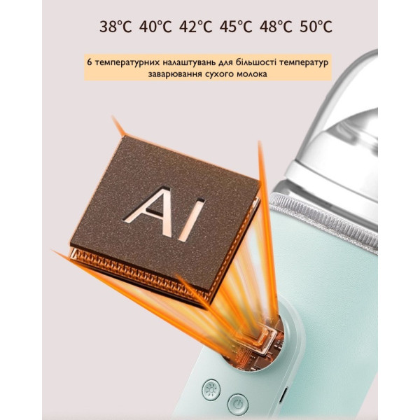 USB термос-підігрівач для дитячого харчування з LED-дисплеєм, контроль температури, блакитний