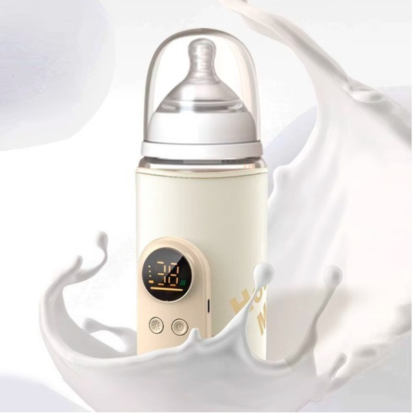 Підігрівач дитячих пляшечок з акумулятором 6000 мА·год/розумний термос з LED-дисплеєм бежевий