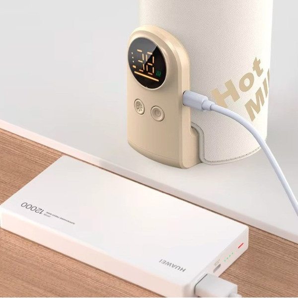 Підігрівач дитячих пляшечок з акумулятором 6000 мА·год/розумний термос з LED-дисплеєм бежевий