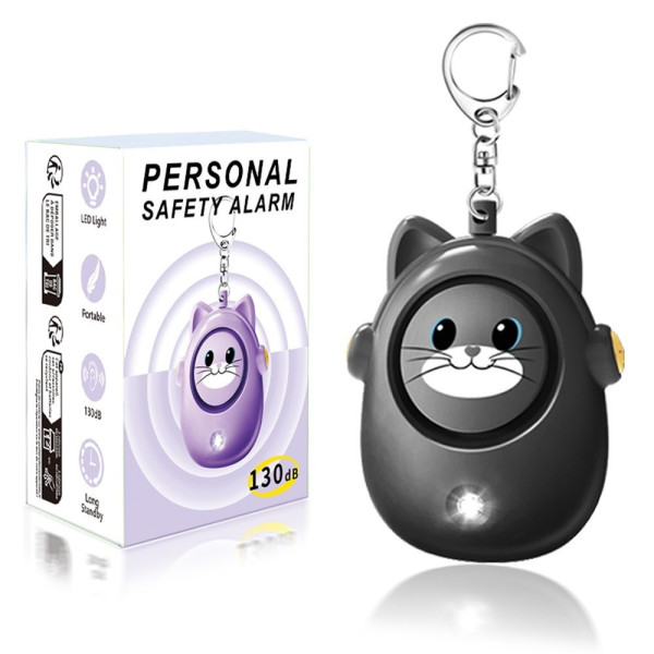 Дитяча персональна сигналізація-брелок із бузковою 130 дБ і LED-стробоскопом для безпеки Чорний, Фіолетів