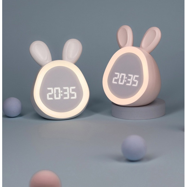 Электронные детские часы-ночник в форме зайчика с LED-дисплеем, подсветкой, будильником и аккумулятором