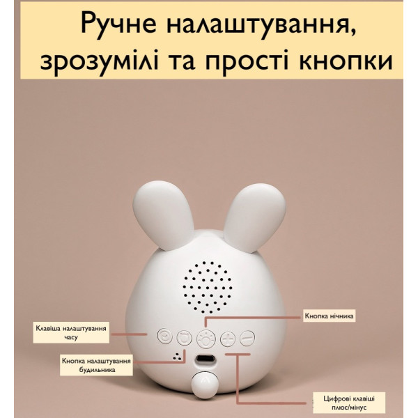 Электронные детские часы-ночник в форме зайчика с LED-дисплеем, подсветкой, будильником и аккумулятором