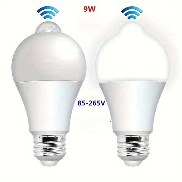 Світлодіодна лампа з датчиком руху й освітленості 9 Вт E27 220 В холодне біле світло