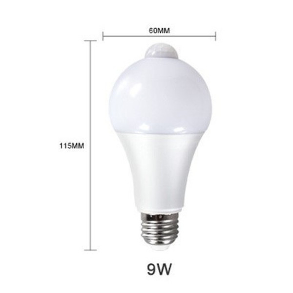 Світлодіодна лампа з датчиком руху й освітленості 9 Вт E27 220 В холодне біле світло