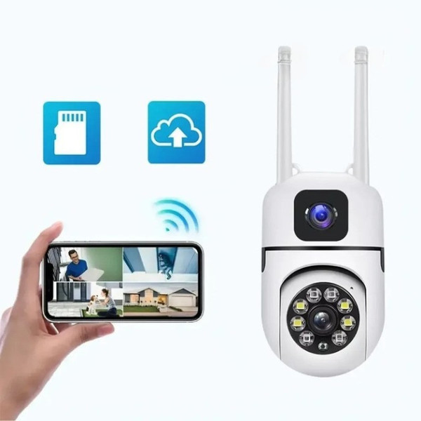 Уличная поворотная Wi-Fi камера Dual Lens E10 8MP 4K с ночным видением и двусторонней связью