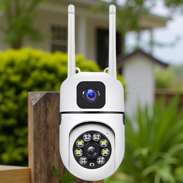 Уличная поворотная Wi-Fi камера Dual Lens E10 8MP 4K с ночным видением и двусторонней связью