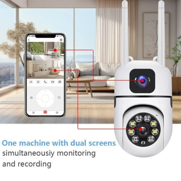 Уличная поворотная Wi-Fi камера Dual Lens E10 8MP 4K с ночным видением и двусторонней связью