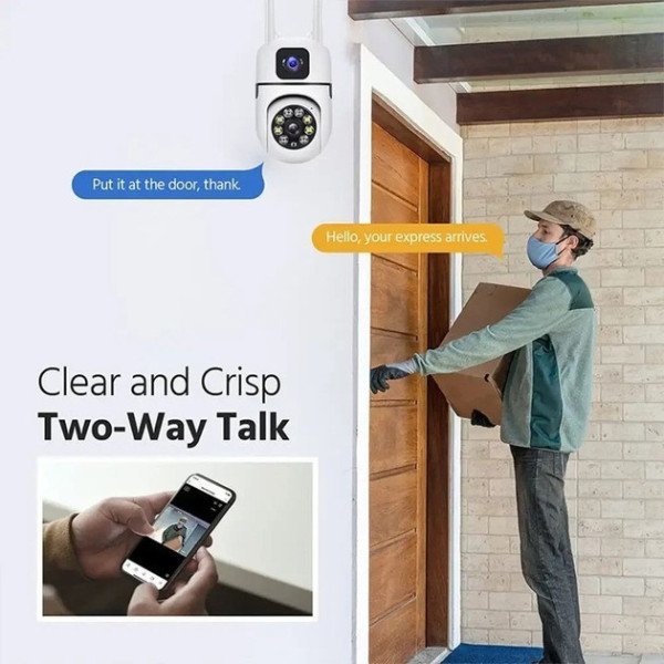 Уличная поворотная Wi-Fi камера Dual Lens E10 8MP 4K с ночным видением и двусторонней связью