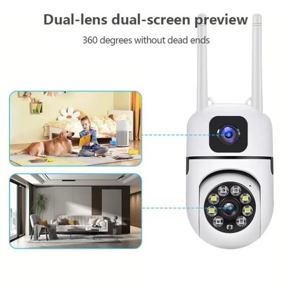 Уличная поворотная Wi-Fi камера Dual Lens E10 8MP 4K с ночным видением и двусторонней связью
