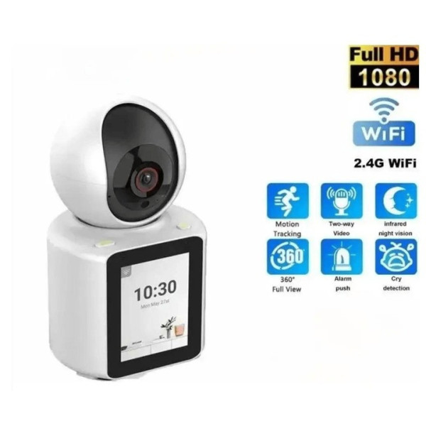 Настольная видеоняня ICSEE V1-20C с Wi-Fi, 3 МП, поворотной IP-камерой и двухсторонней связью