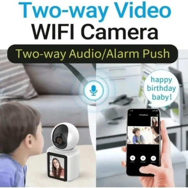 Настольная видеоняня ICSEE V1-20C с Wi-Fi, 3 МП, поворотной IP-камерой и двухсторонней связью