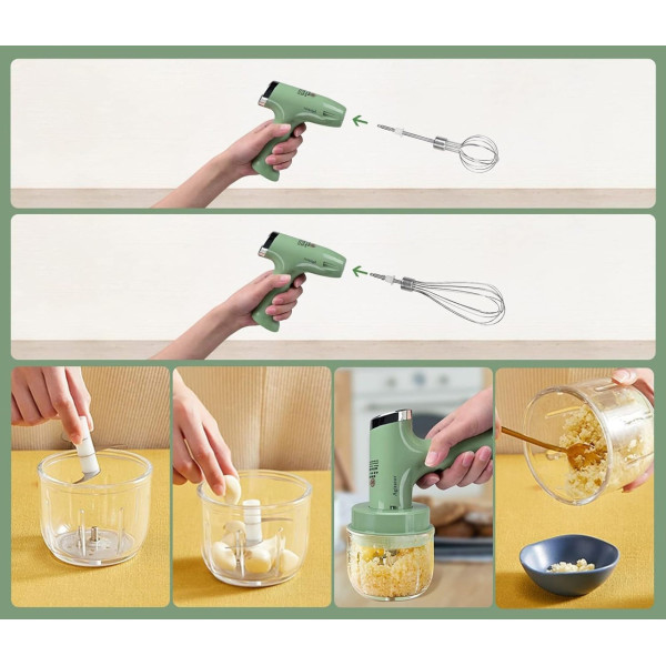 Портативний акумуляторний міксер Agitator RD-138, ручний, USB, 3,7 Вт, 2 насадки, компактний, бездротовий
