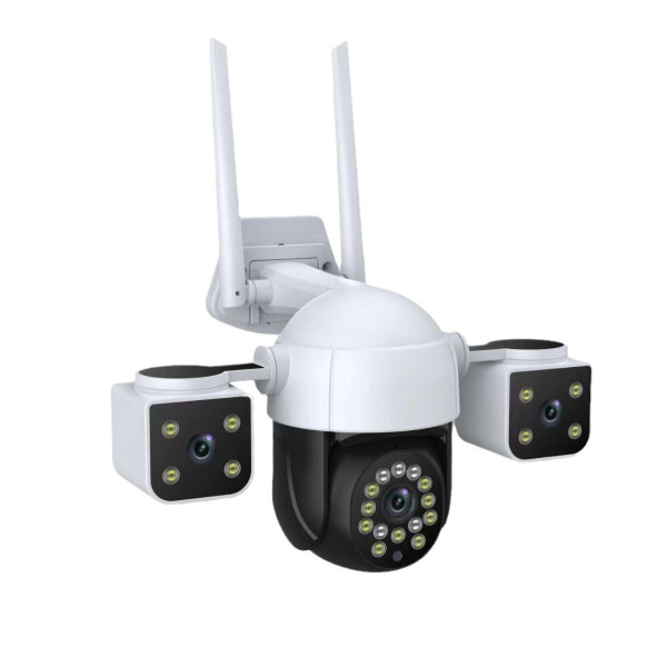 Уличная IP-камера с 3 объективами 2+2+2 Мп, 4G Wi-Fi/LAN, ночным видением и датчиком движения