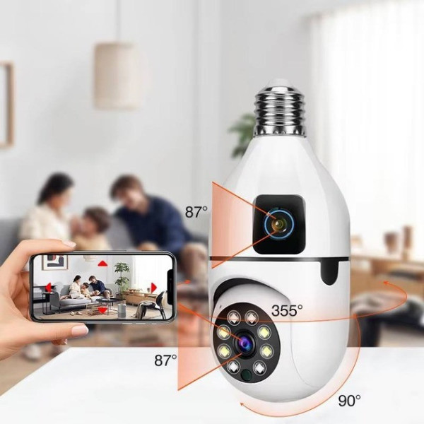 Двойная Wi-Fi IP камера E27 Sq02 с ночным видением, датчиком движения и двусторонней связью для улицы, питание