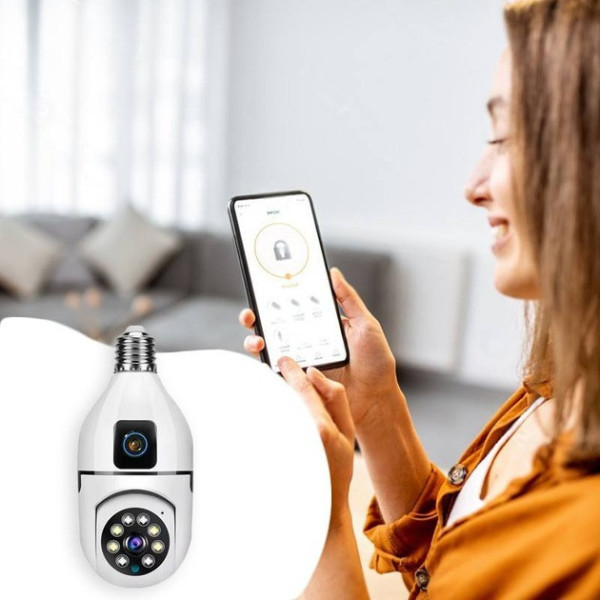 Двойная Wi-Fi IP камера E27 Sq02 с ночным видением, датчиком движения и двусторонней связью для улицы, питание