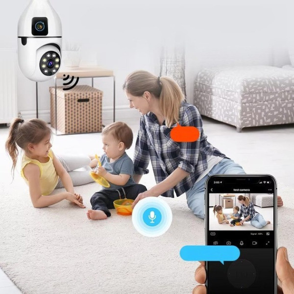 Двойная Wi-Fi IP камера E27 Sq02 с ночным видением, датчиком движения и двусторонней связью для улицы, питание