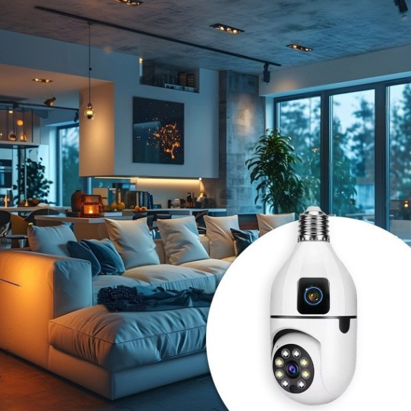 Двойная Wi-Fi IP камера E27 Sq02 с ночным видением, датчиком движения и двусторонней связью для улицы, питание