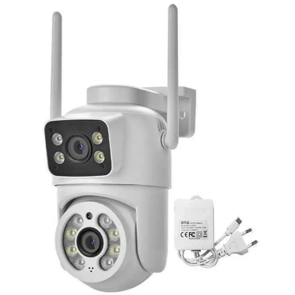Wi-Fi камера Q13 с двумя 3 МП линзами, поворотная, с ночным видением до 40 м и LED-подсветкой