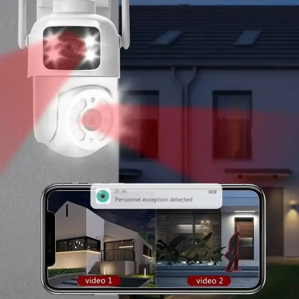 Wi-Fi камера Q13 с двумя 3 МП линзами, поворотная, с ночным видением до 40 м и LED-подсветкой