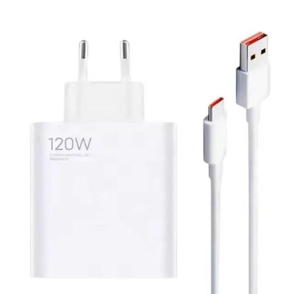 Сетевой адаптер питания 120W с быстрой зарядкой QC 3.0 и USB Type-A, белый, с кабелем