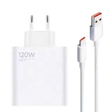 Блок живлення 120W QC 3.0 USB Type-A з кабелем, швидке заряджання, білий