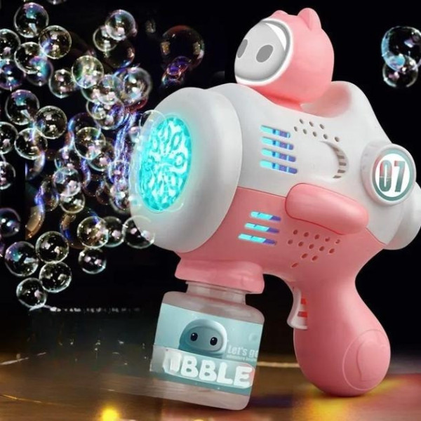 Машинка-пистолет Bubble Maker для мыльных пузырей с подсветкой и аккумулятором для детей от 3 лет