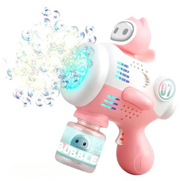 Машинка-пистолет Bubble Maker для мыльных пузырей с подсветкой и аккумулятором для детей от 3 лет