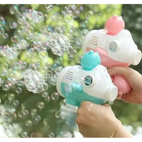 Машинка-пистолет Bubble Maker для мыльных пузырей с подсветкой и аккумулятором для детей от 3 лет