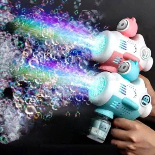 Машинка-пистолет Bubble Maker для мыльных пузырей с подсветкой и аккумулятором для детей от 3 лет