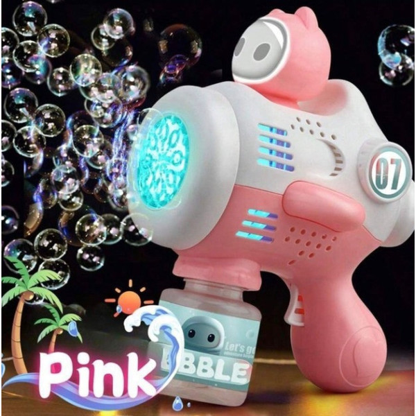 Машинка-пистолет Bubble Maker для мыльных пузырей с подсветкой и аккумулятором для детей от 3 лет