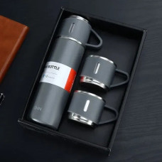Термос Vacuum Bottle 500 мл із 3 чашками, вакуумна ізоляція, неіржавка сталь, у подарунковій упаковці