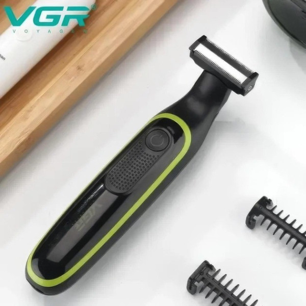 Электрический триммер для бороды, усов и волос Geemy GM-3108 / VGR V-017 с насадками и аккумулятором