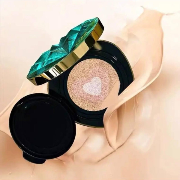 Увлажняющий тональный кушон Drawshe Emerald Crystal Glow с трехцветным эффектом и заменяемым блоком, 24 г для