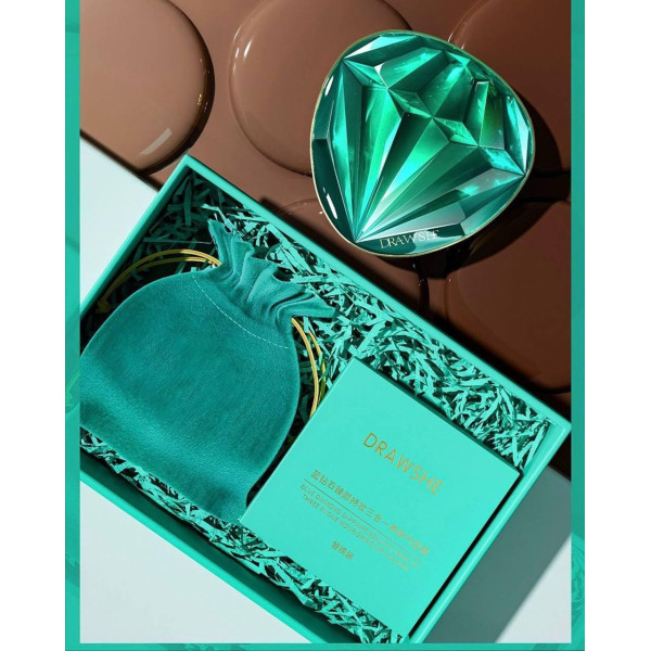 Увлажняющий тональный кушон Drawshe Emerald Crystal Glow с трехцветным эффектом и заменяемым блоком, 24 г для