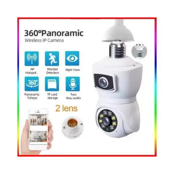 IP-камера видеонаблюдения PTZ-Lamp 2MP 1080P Wi-Fi с ночным видением, установка в патрон E27 V09 для улицы и п