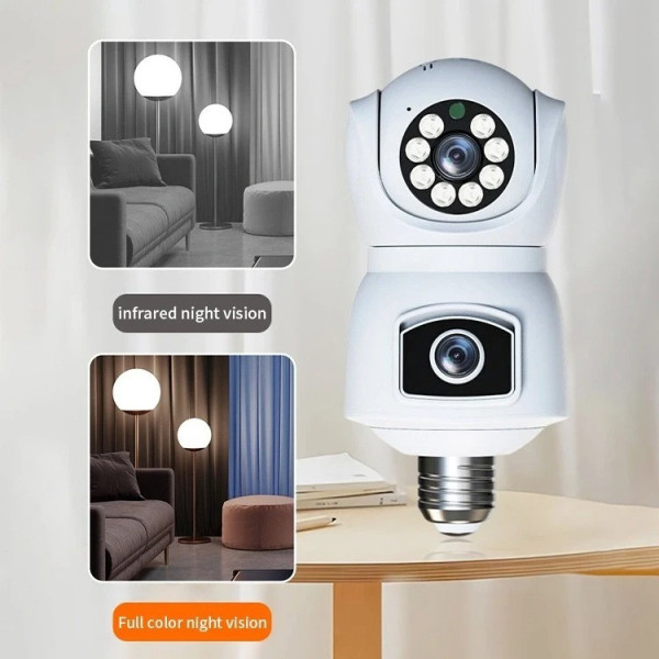 IP-камера видеонаблюдения PTZ-Lamp 2MP 1080P Wi-Fi с ночным видением, установка в патрон E27 V09 для улицы и п