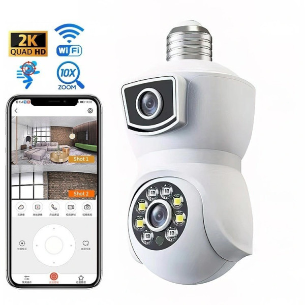 IP-камера видеонаблюдения PTZ-Lamp 2MP 1080P Wi-Fi с ночным видением, установка в патрон E27 V09 для улицы и п