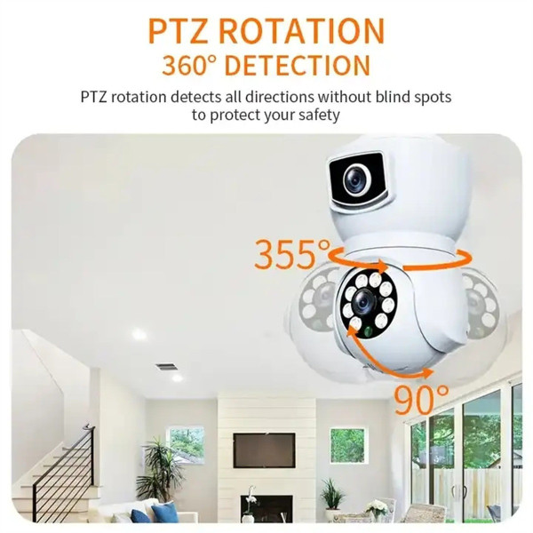 Камера відеоспостереження PTZ-Lamp 2MP 1080P Wi-Fi на патрон E27 з нічним баченням V09