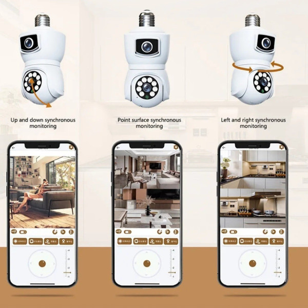 Камера відеоспостереження PTZ-Lamp 2MP 1080P Wi-Fi на патрон E27 з нічним баченням V09