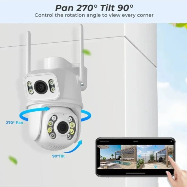 Уличная IP камера видеонаблюдения PTZ SD39 12MP с Wi-Fi, 4G, поворотом, датчиком движения и ночным видением