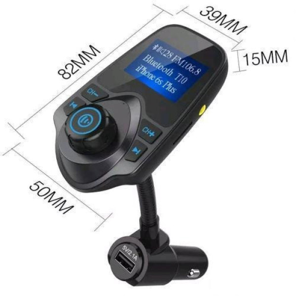 FM-модулятор T10 с Bluetooth, USB зарядкой, AUX и microSD для воспроизведения музыки в автомобиле