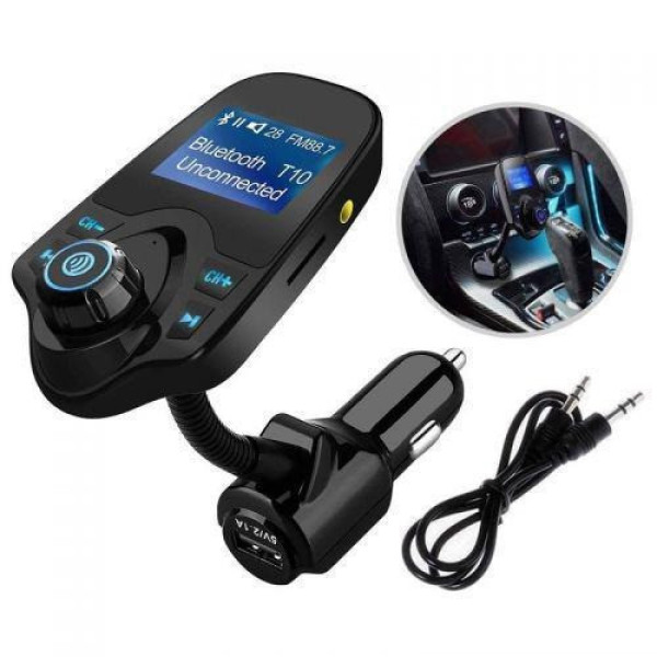 FM-модулятор T10 с Bluetooth, USB зарядкой, AUX и microSD для воспроизведения музыки в автомобиле